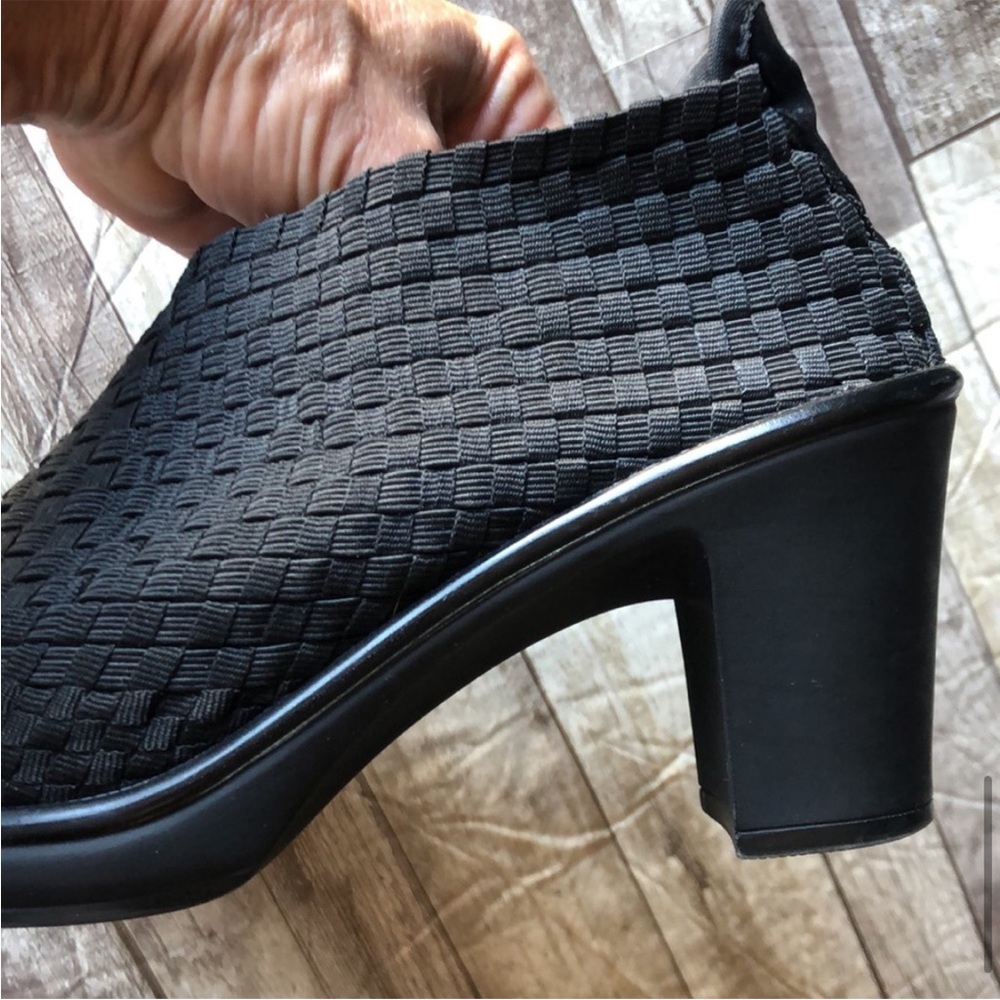 Steven By Steve Madden “Elizah” Black Woven Stretch Ankle Bootie Heels Size 6.5